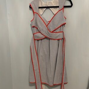 Jessica Simpson Striped Backless Dress with Red Trim